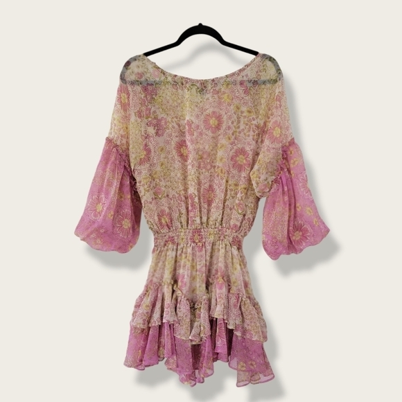 Misa Los Angeles Viviana Mini Dress Floral Medallion Mix Ruffle Print Mini Dress - Picture 11 of 16
